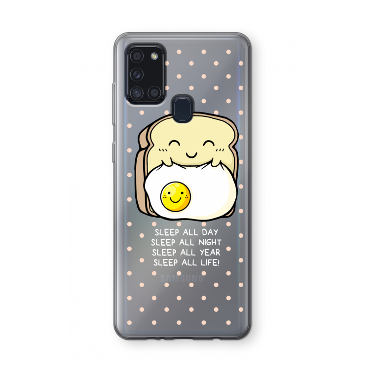 Sleep All Day: Samsung Galaxy A21s Transparant Hoesje