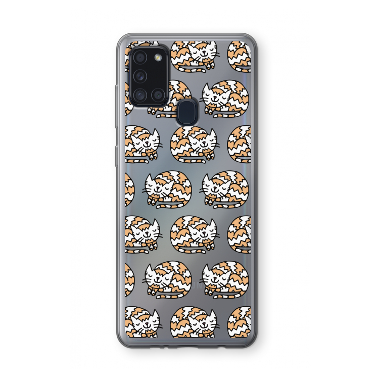 Slapende poes: Samsung Galaxy A21s Transparant Hoesje