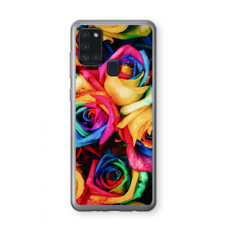 Neon bloemen: Samsung Galaxy A21s Transparant Hoesje