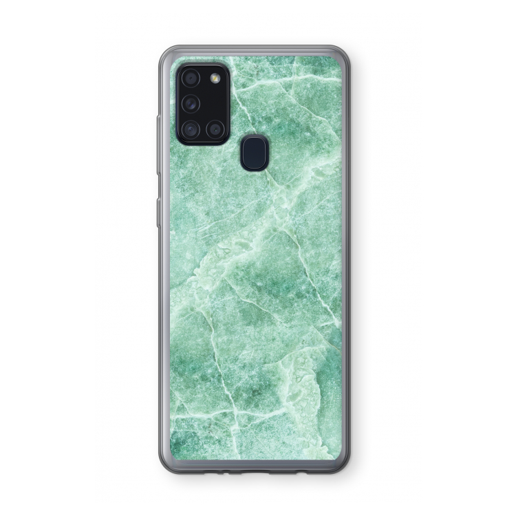 Groen marmer: Samsung Galaxy A21s Transparant Hoesje