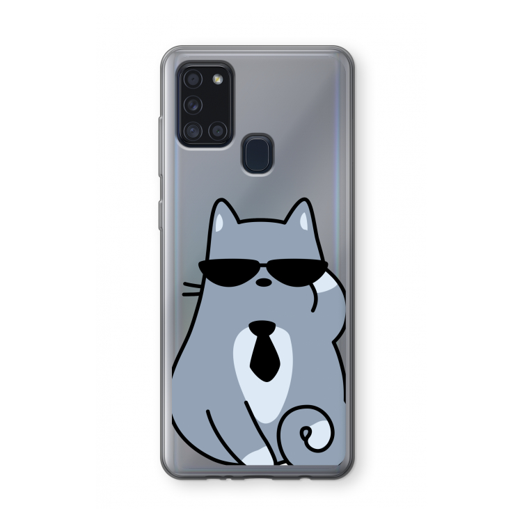 Cool cat: Samsung Galaxy A21s Transparant Hoesje