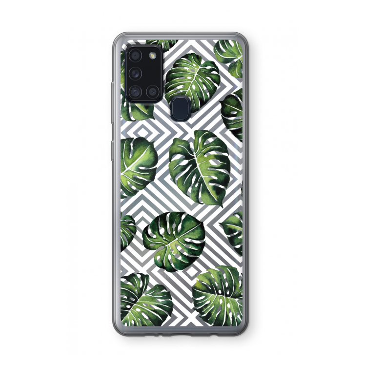 Geometrische jungle: Samsung Galaxy A21s Transparant Hoesje
