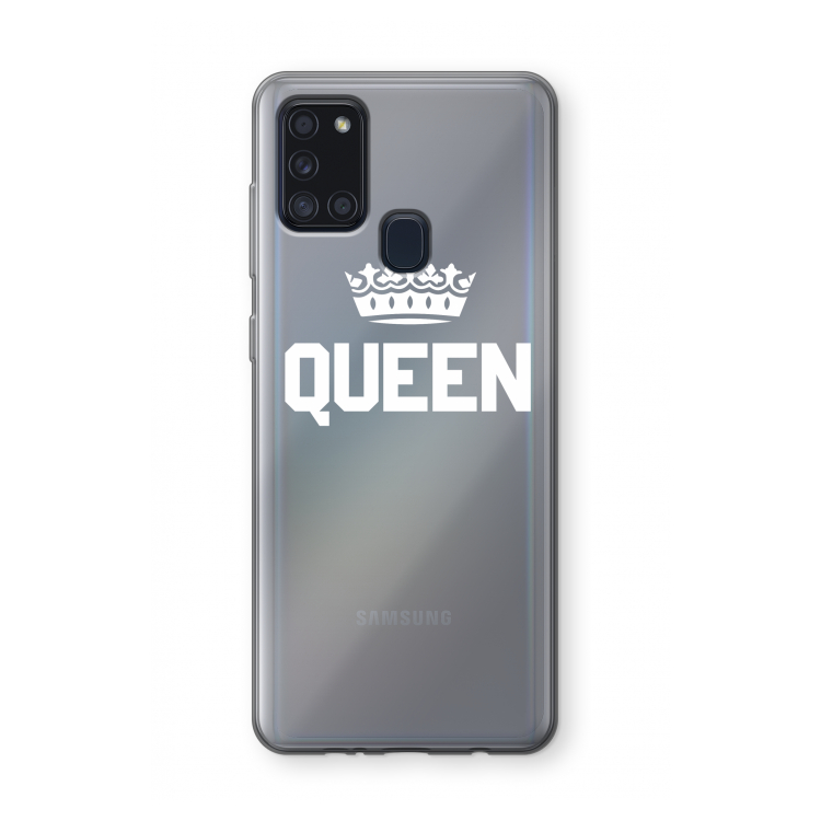 Queen zwart: Samsung Galaxy A21s Transparant Hoesje