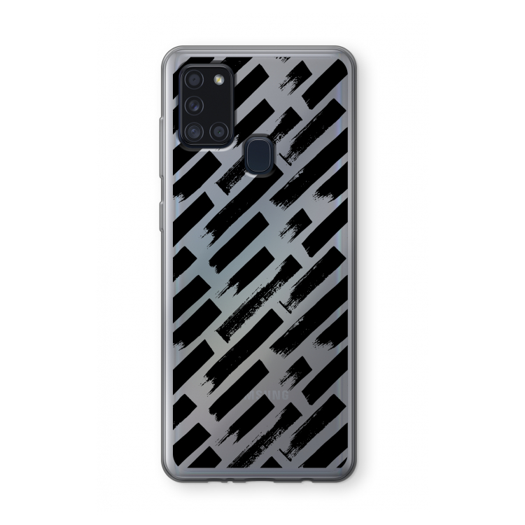 Zwarte vegen: Samsung Galaxy A21s Transparant Hoesje