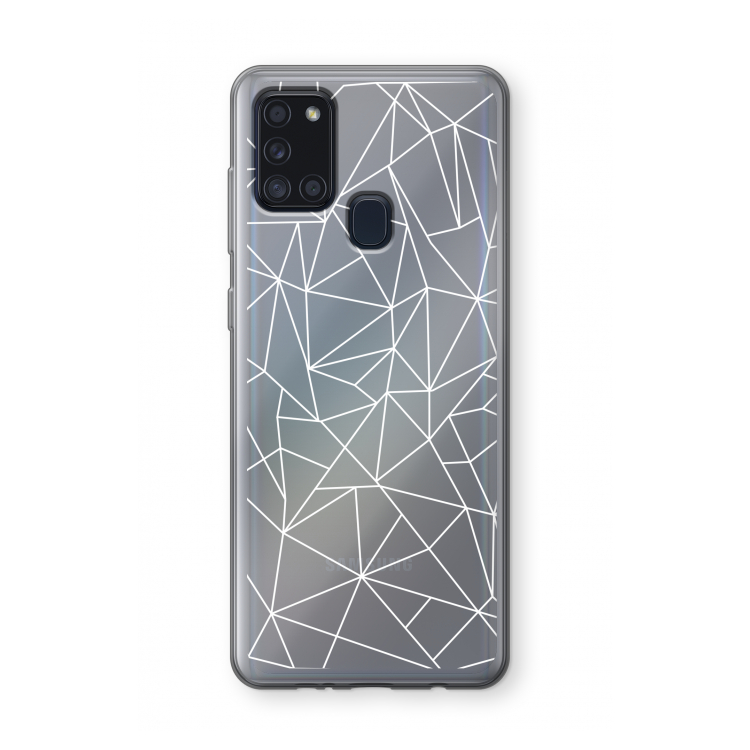 Geometrische lijnen wit: Samsung Galaxy A21s Transparant Hoesje