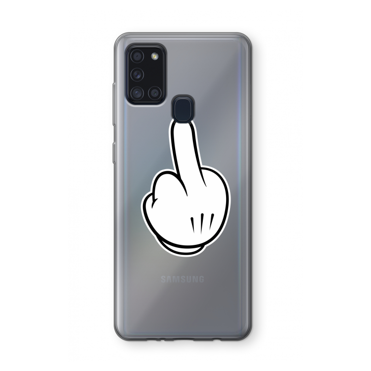 Middle finger white: Samsung Galaxy A21s Transparant Hoesje