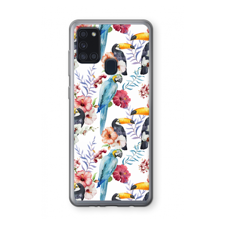 Bloemen tukan: Samsung Galaxy A21s Transparant Hoesje