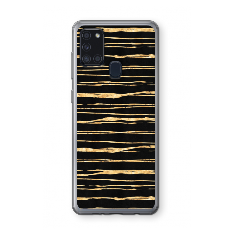 Gouden strepen: Samsung Galaxy A21s Transparant Hoesje