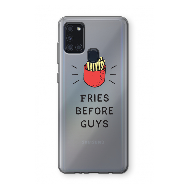 Fries before guys: Samsung Galaxy A21s Transparant Hoesje