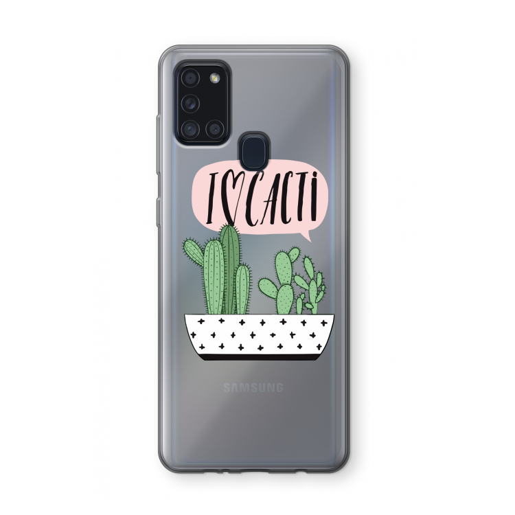 I love cacti: Samsung Galaxy A21s Transparant Hoesje