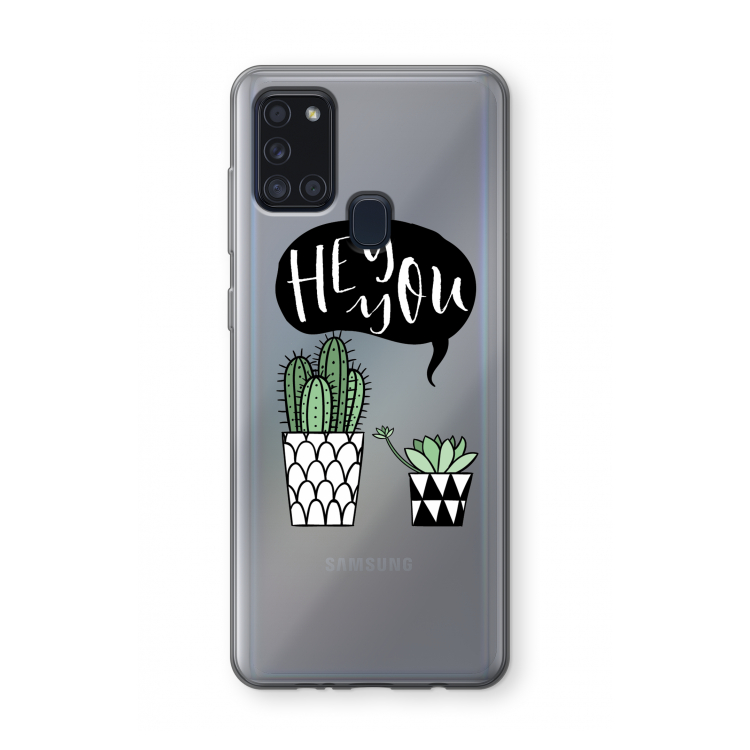 Hey you cactus: Samsung Galaxy A21s Transparant Hoesje