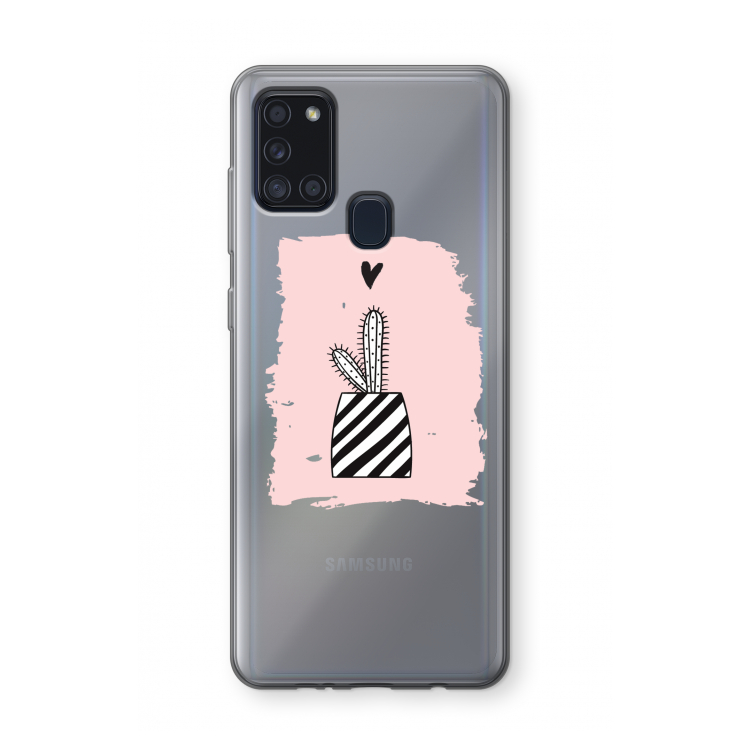 Zwart-wit cactus: Samsung Galaxy A21s Transparant Hoesje