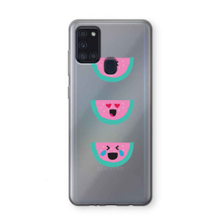 Smiley watermeloen: Samsung Galaxy A21s Transparant Hoesje