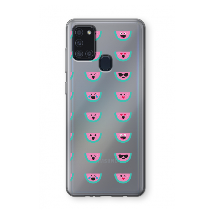 Smiley watermeloenprint: Samsung Galaxy A21s Transparant Hoesje