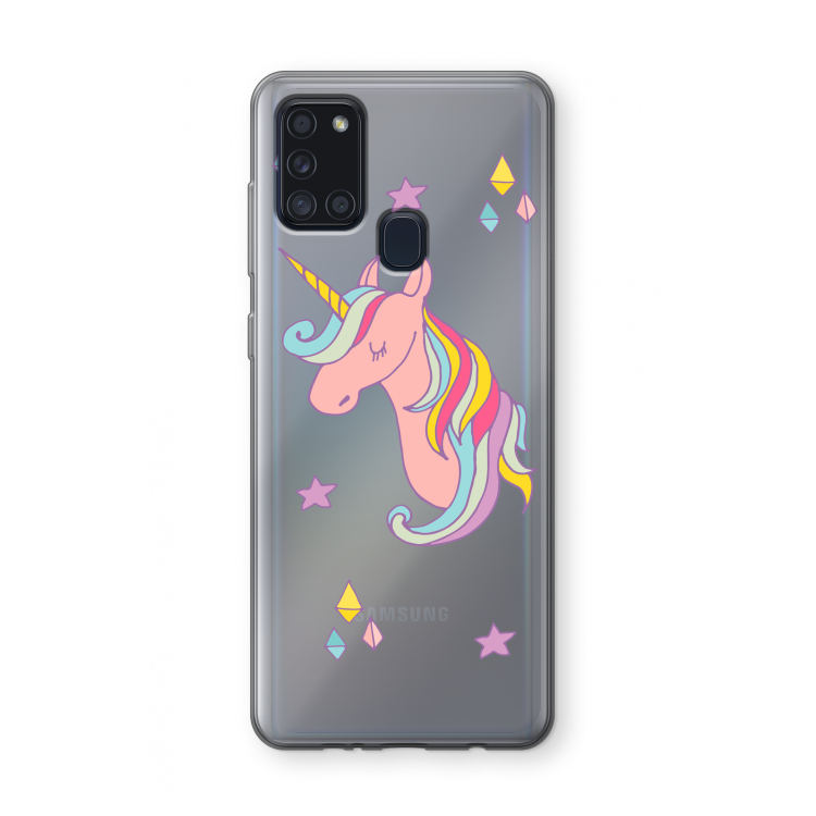 Roze eenhoorn: Samsung Galaxy A21s Transparant Hoesje