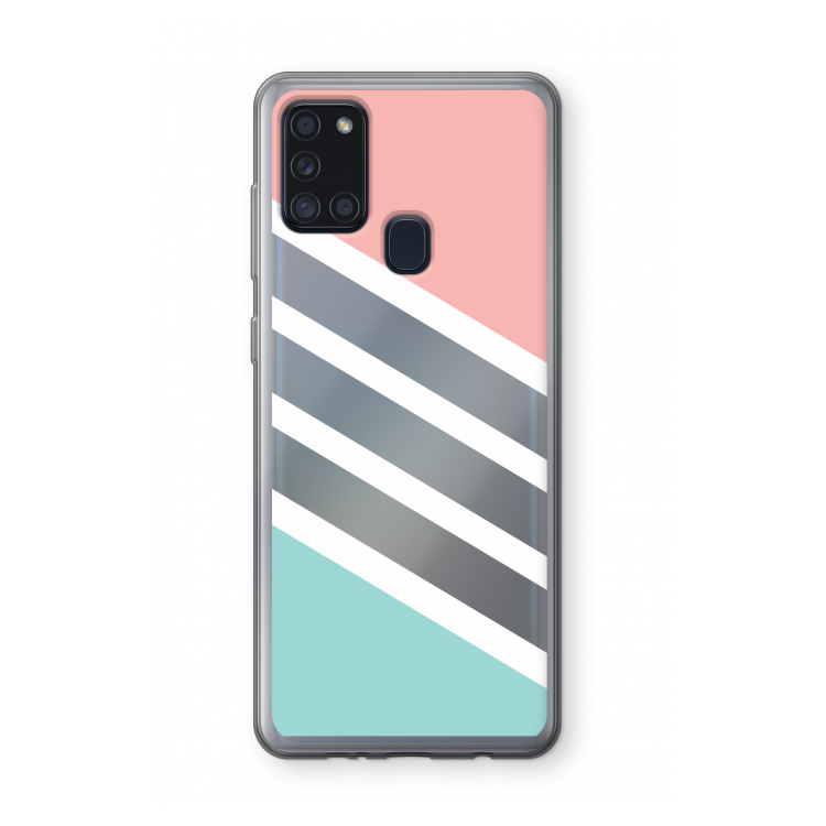 Strepen pastel: Samsung Galaxy A21s Transparant Hoesje