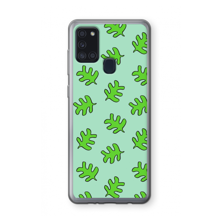 Groene blaadjes: Samsung Galaxy A21s Transparant Hoesje