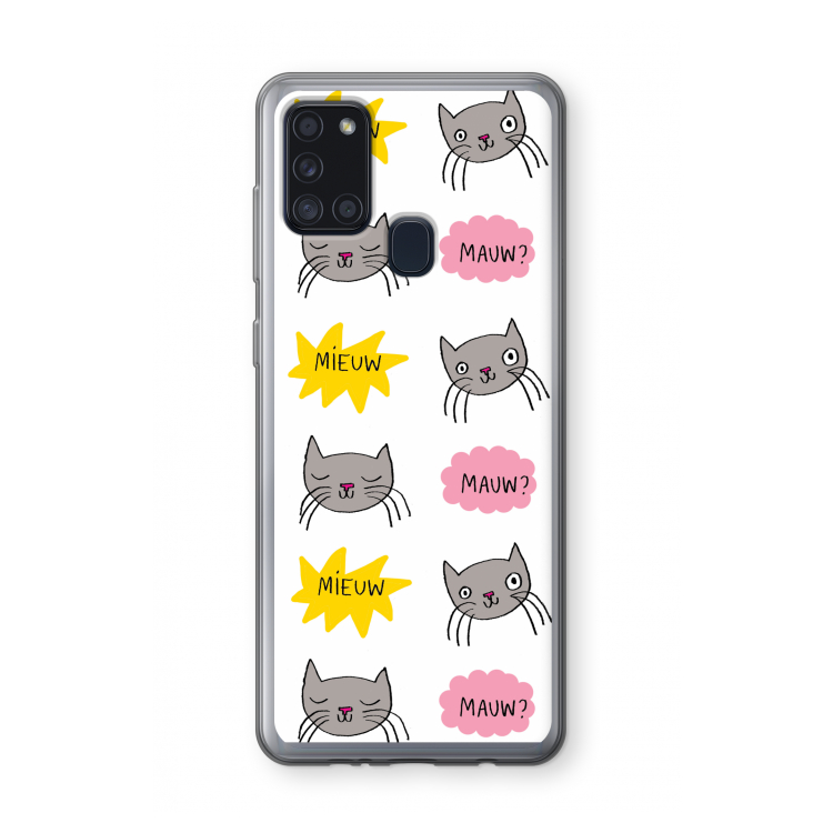 Meow: Samsung Galaxy A21s Transparant Hoesje