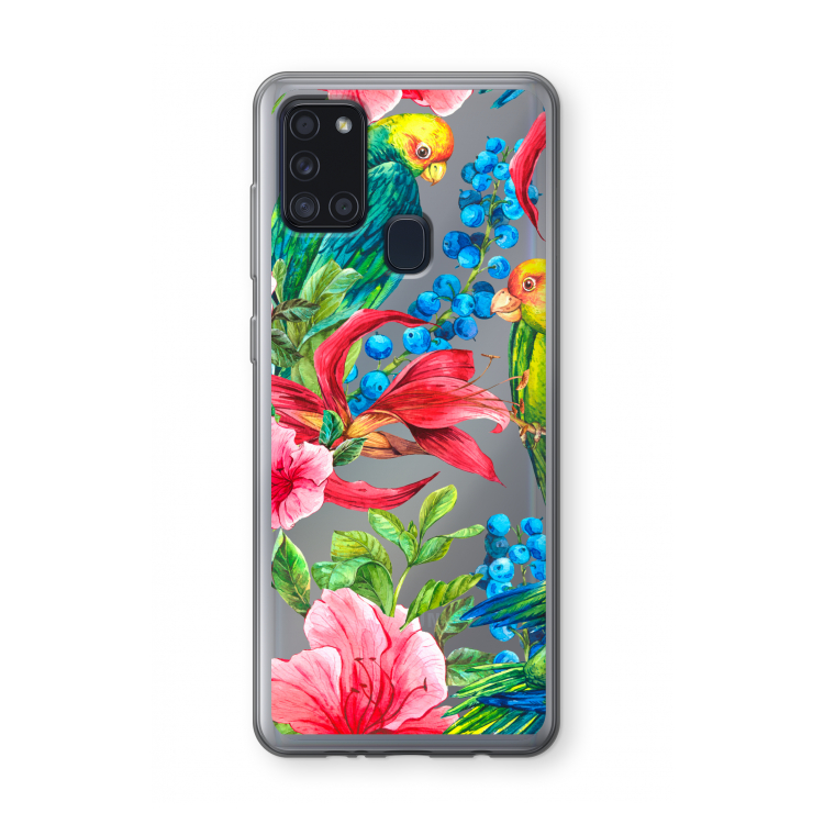 Papegaaien: Samsung Galaxy A21s Transparant Hoesje
