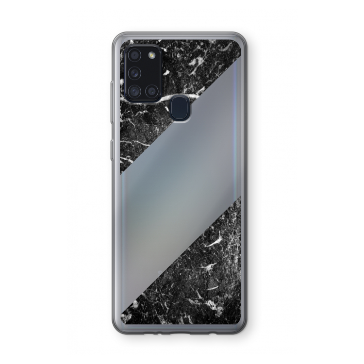 Zwart marmer: Samsung Galaxy A21s Transparant Hoesje