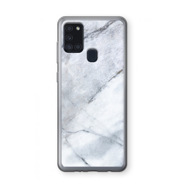 Witte marmer: Samsung Galaxy A21s Transparant Hoesje