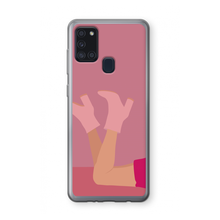 Pink boots: Samsung Galaxy A21s Transparant Hoesje