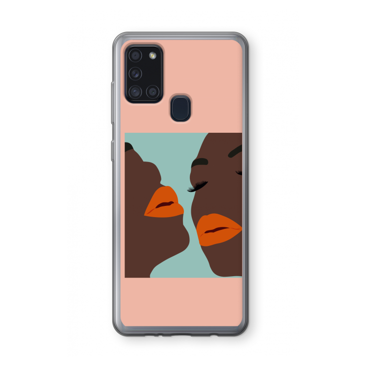 Orange lips: Samsung Galaxy A21s Transparant Hoesje