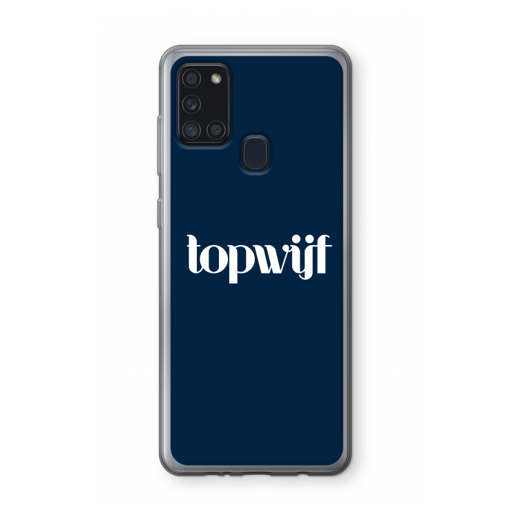 Topwijf Navy: Samsung Galaxy A21s Transparant Hoesje
