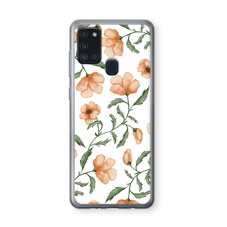 Peachy flowers: Samsung Galaxy A21s Transparant Hoesje