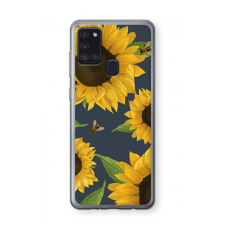 Sunflower and bees: Samsung Galaxy A21s Transparant Hoesje