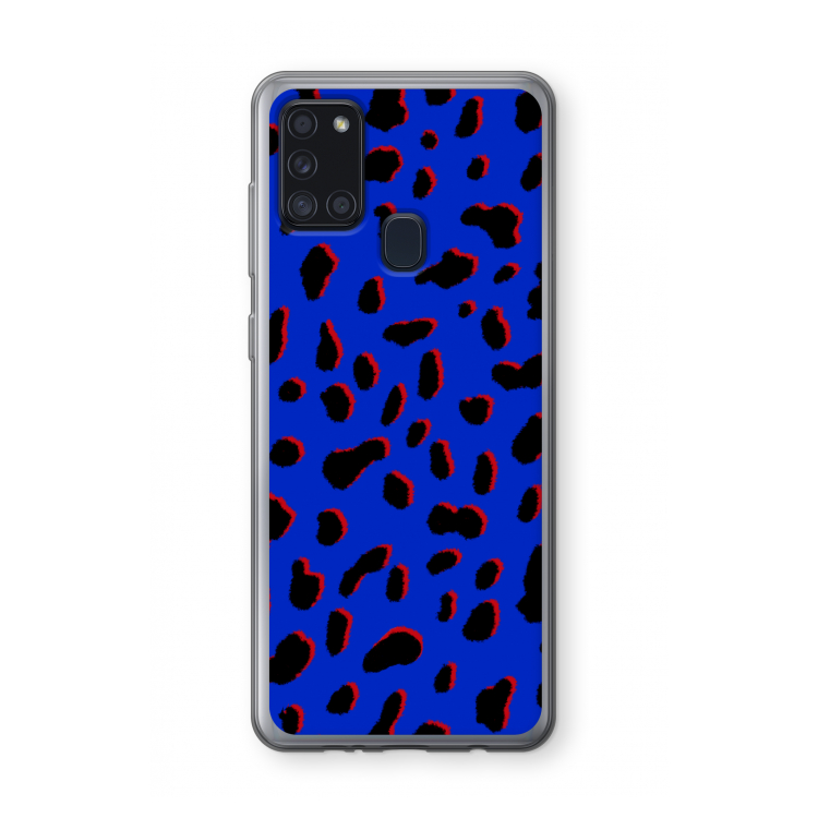Blue Leopard: Samsung Galaxy A21s Transparant Hoesje
