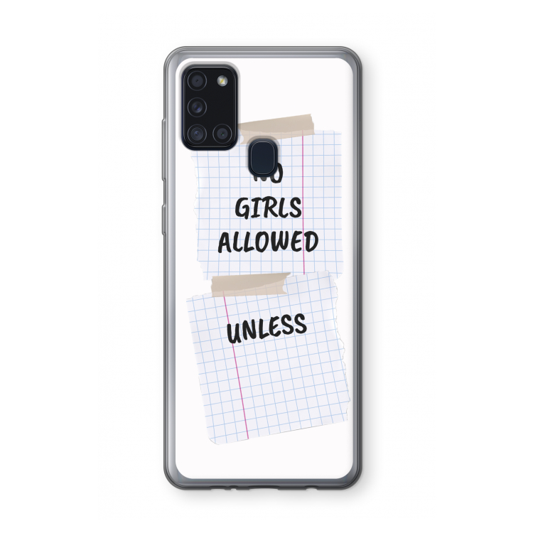 No Girls Allowed Unless: Samsung Galaxy A21s Transparant Hoesje