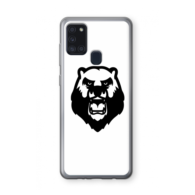 Angry Bear (white): Samsung Galaxy A21s Transparant Hoesje
