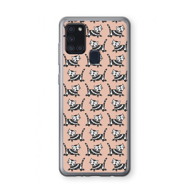Zwarte poes: Samsung Galaxy A21s Transparant Hoesje