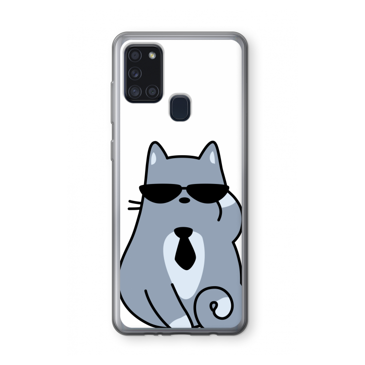 Cool cat: Samsung Galaxy A21s Transparant Hoesje