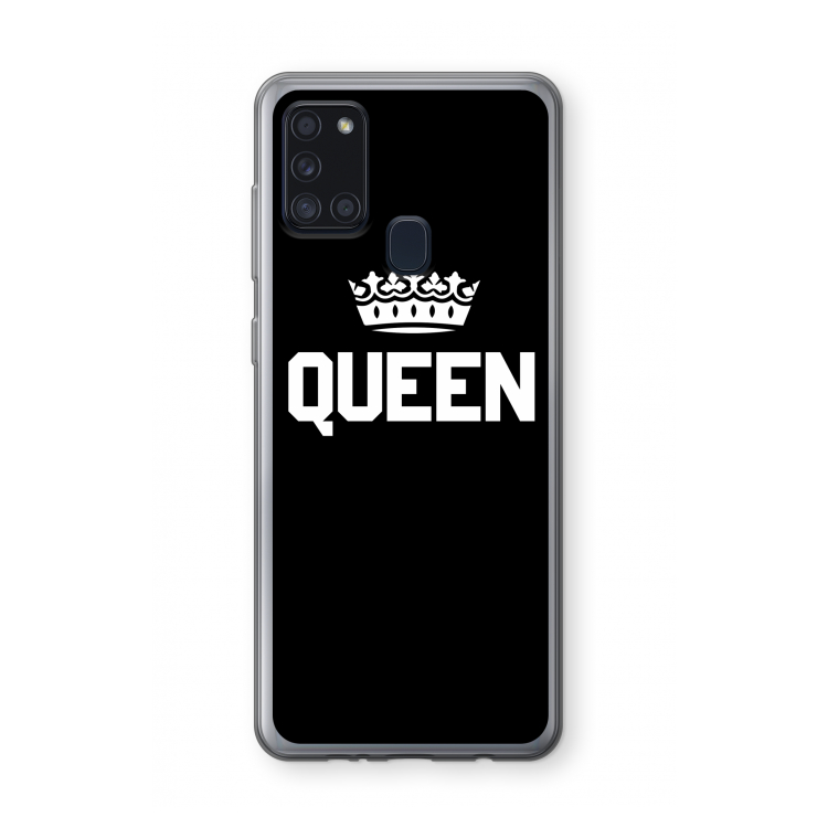 Queen zwart: Samsung Galaxy A21s Transparant Hoesje