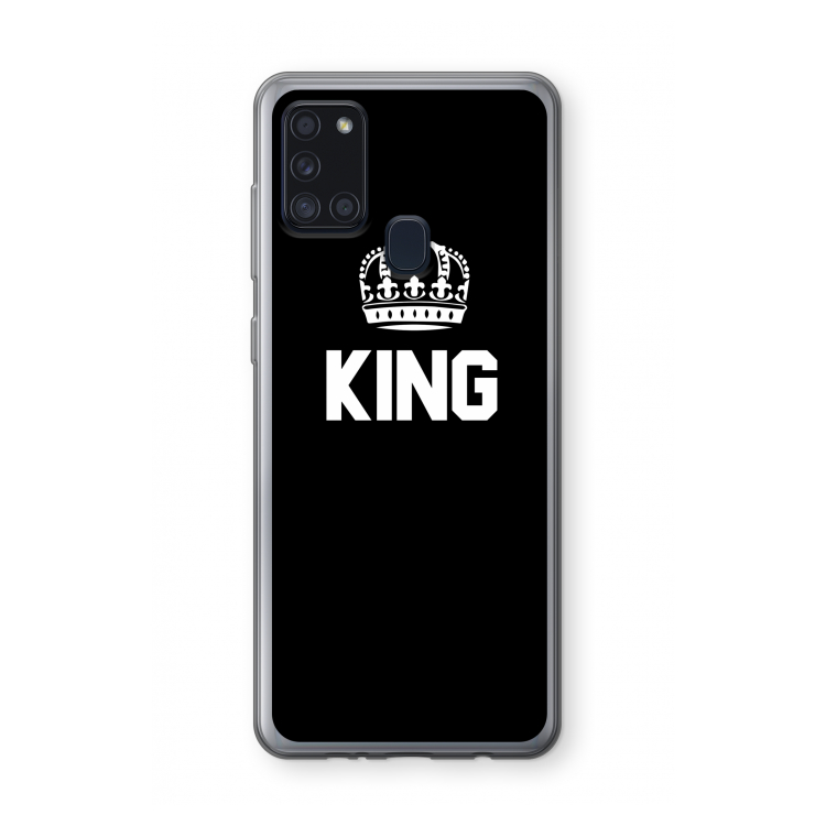 King zwart: Samsung Galaxy A21s Transparant Hoesje