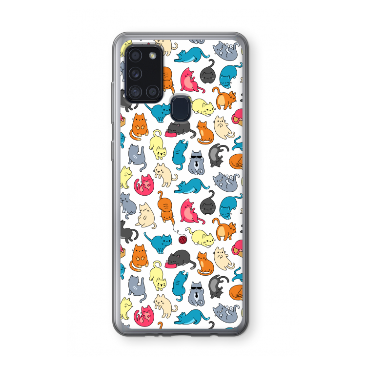 Kleurrijke katten: Samsung Galaxy A21s Transparant Hoesje