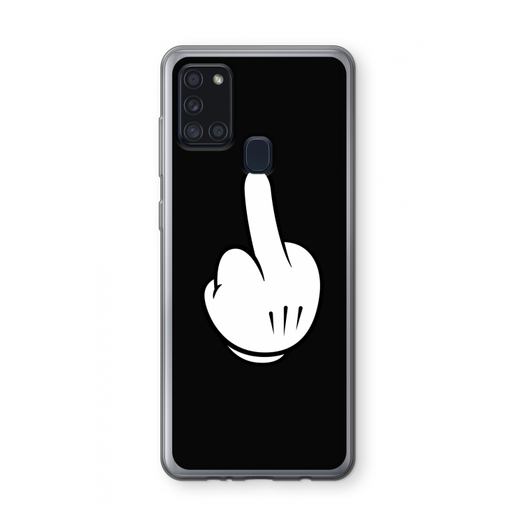 Middle finger black: Samsung Galaxy A21s Transparant Hoesje