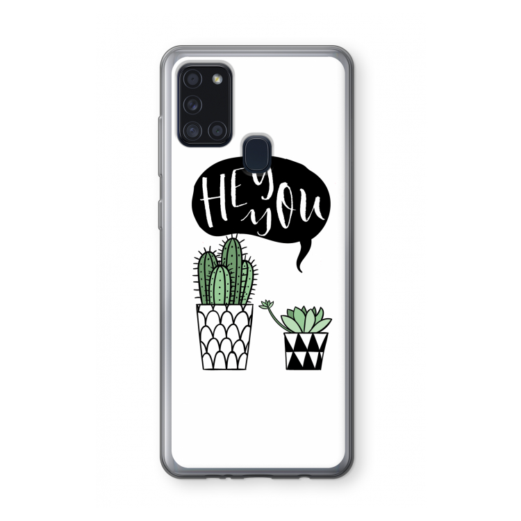 Hey you cactus: Samsung Galaxy A21s Transparant Hoesje