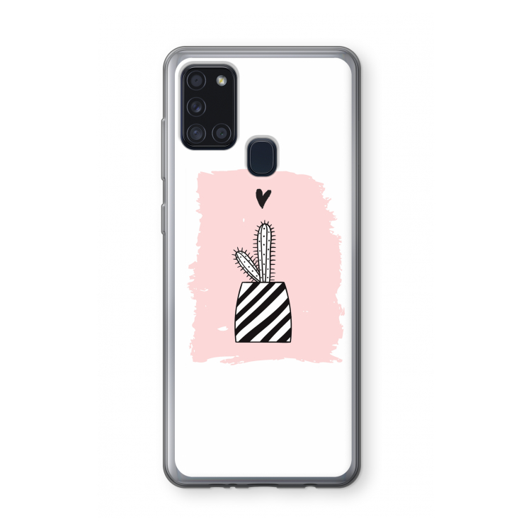 Zwart-wit cactus: Samsung Galaxy A21s Transparant Hoesje