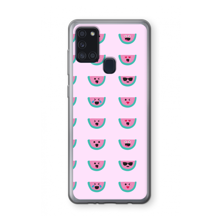 Smiley watermeloenprint: Samsung Galaxy A21s Transparant Hoesje