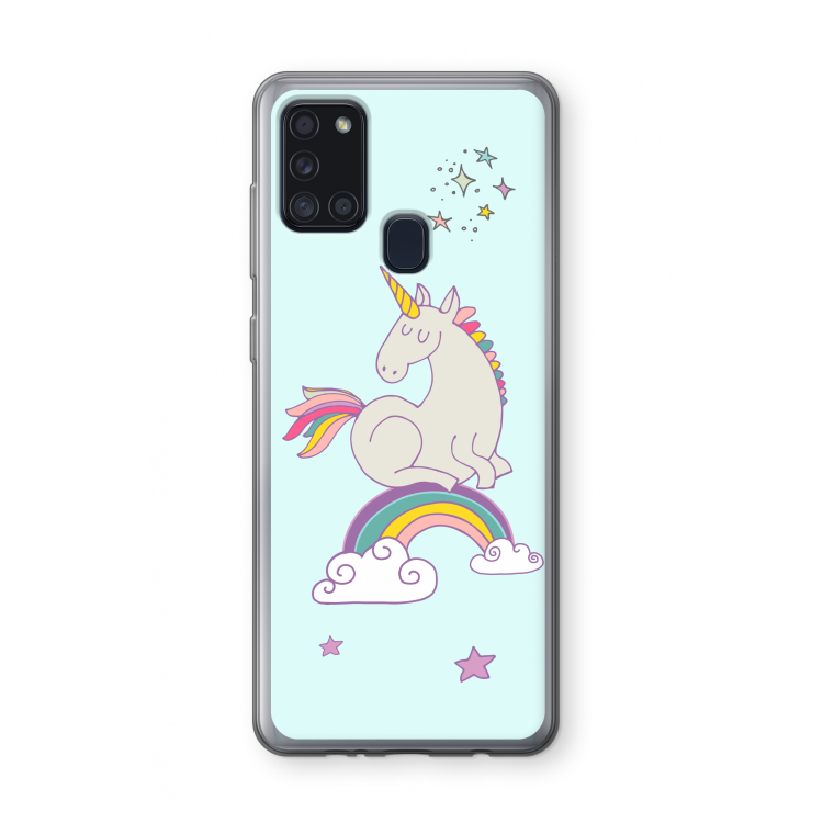 Regenboog eenhoorn: Samsung Galaxy A21s Transparant Hoesje