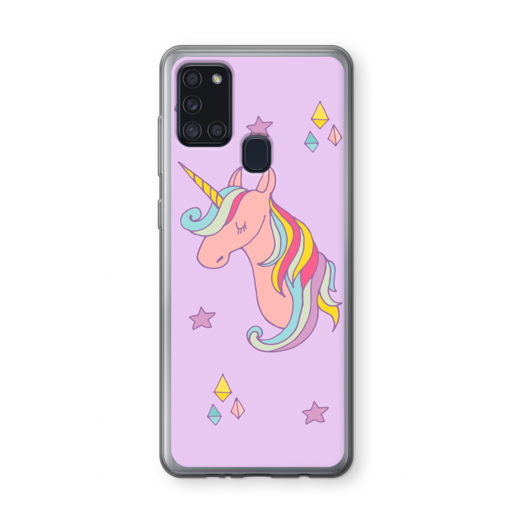 Roze eenhoorn: Samsung Galaxy A21s Transparant Hoesje