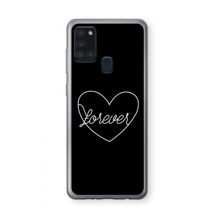Forever heart black: Samsung Galaxy A21s Transparant Hoesje