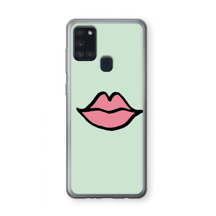 Kusje: Samsung Galaxy A21s Transparant Hoesje