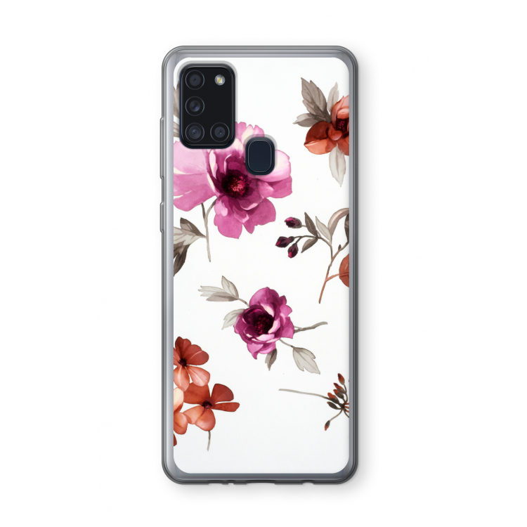 Geschilderde bloemen: Samsung Galaxy A21s Transparant Hoesje