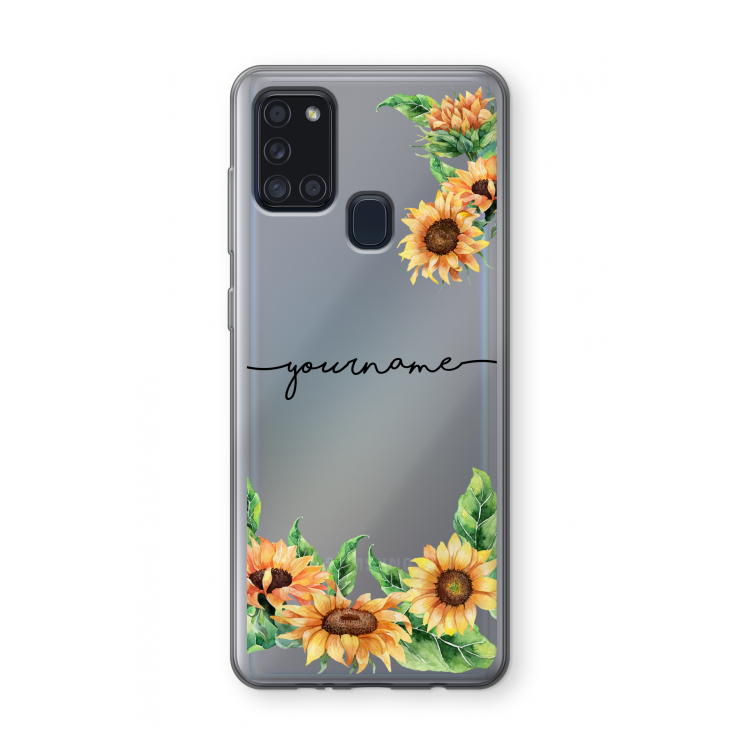 Zonnebloemen: Samsung Galaxy A21s Transparant Hoesje