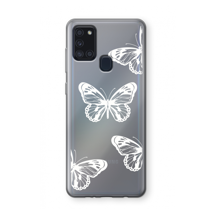 White butterfly: Samsung Galaxy A21s Transparant Hoesje