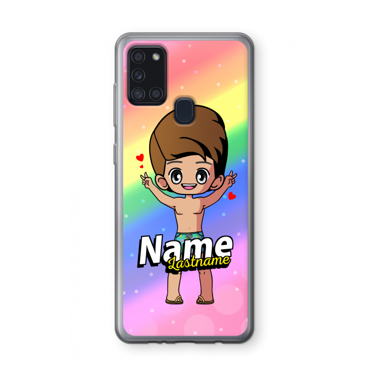 Chibi Maker man: Samsung Galaxy A21s Transparant Hoesje